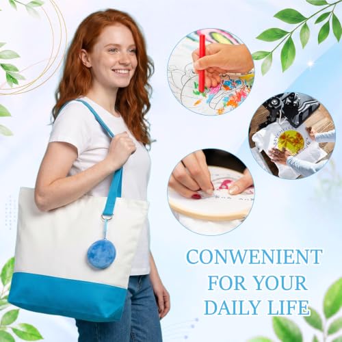 Sanwuta Canvas Tote Bags with Zipper Plush Purse Craft - color: Multicolor