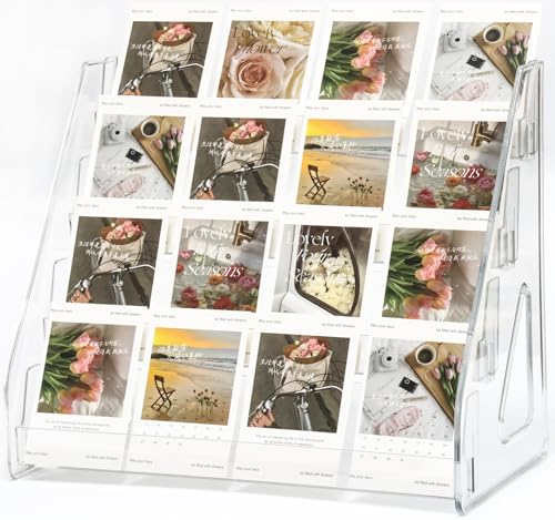 4 Tier Card Stand, 2Pack Clear Card Display for Greeting Cards, Postcards, Stickers,Sports Cards,Trading Card,Tiered display rack,Retail Photos Shelf for Vendors Craft Collection Show (2Pack-4Tier) - size: 2Pack-4Tier
