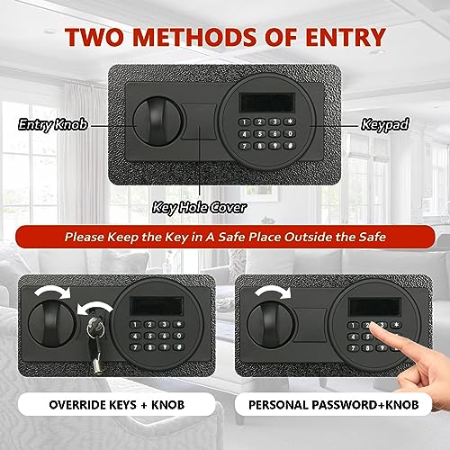 Voncabay Money Safe Box for Home with Digital Keypad, 2.2 Cu. Ft., Black - color: Black, size: 2.2 Cubic Feet