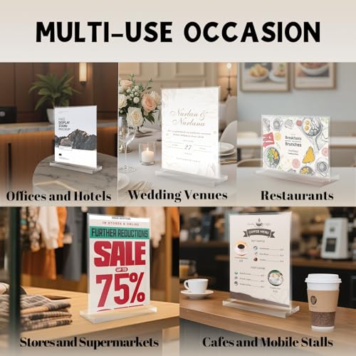 YUNCHUN 3 Packs Acrylic Sign Holder 4 x 6 Standing, L-Shape Magnetic 4 x 6 Clear Menu Holder, Table Display Stand of Slant Back & Acrylic Frame for Store, Wedding, Restaurant, Hotel, Office Use - style: 3 PCS (4 x 6 Inches)