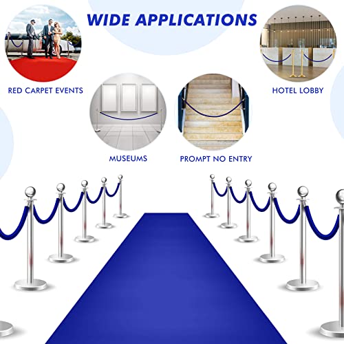 Woanger 6 Pack 5 Feet Velvet Stanchion Rope Crowd Control, Blue - color: Blue, size: 5 Feet