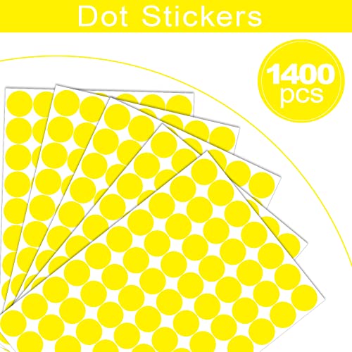 1400 PCS Yellow Dot Stickers Round Coding Labels Circle Dots Labels Stickers Polka Circle Dot Stickers Label Sticker for Office,Classroom,Papers Etc - color: Yellow/1400pcs, size: 3/4 INCH