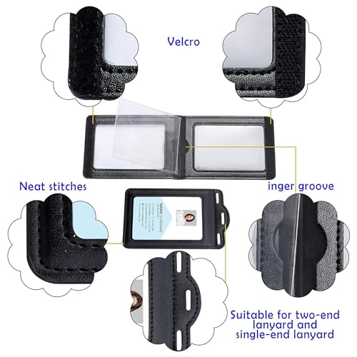 Retractable Reel Badge Holder with Double Side Clear Window Easily Holds 1 to 6 Cards, Trifold Heavy Duty ID Card Holder, for Nurse Teacher School Medical Law Enforcement - color: Retractable & Double-sided Clear