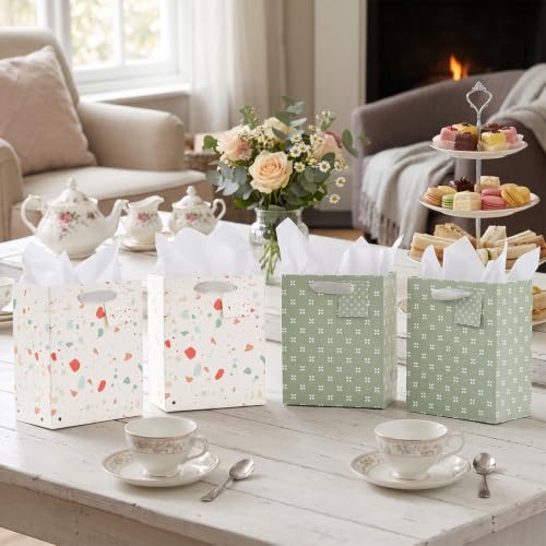 12 Pack Gift Bags, 6 Designs, Assorted Sizes, with Tissue Paper & Cards