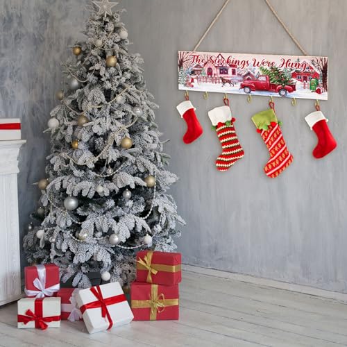 Maitys Christmas Stocking Holder with 7 Hangers Wooden Organizer, Truck - style: Truck
