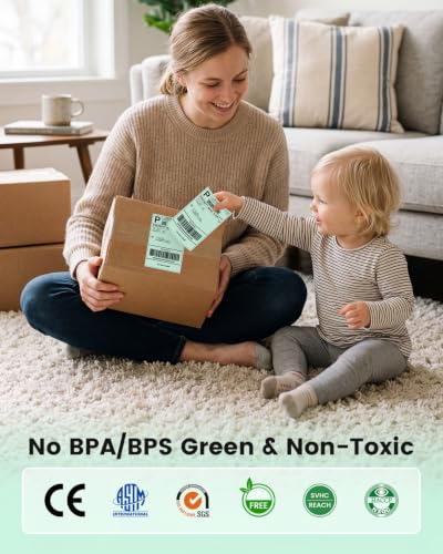 Phomemo 4x6 Green Thermal Label, Shipping Labels Pack of 250 4x6 Roll Labels, Compatible with Phomemo, Zebra, Rollo, Jadens and Other Thermal Printers - color: Green