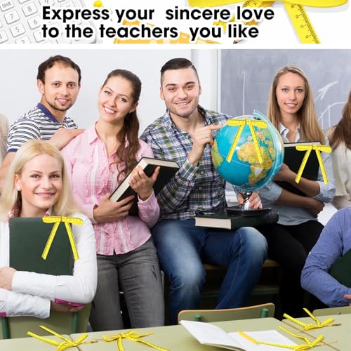Sosation 50 Pcs Teacher Appreciation Ribbon Bows Pretied Xmas Gift, Ruler
