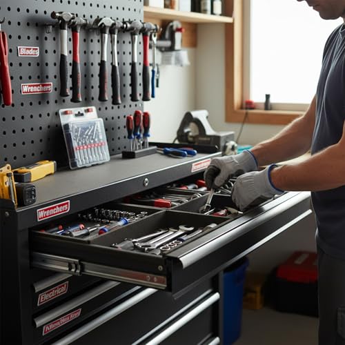 12 Pack Magnetic Tool Box Labels, Toolbox Magnets for Organization - color: Red