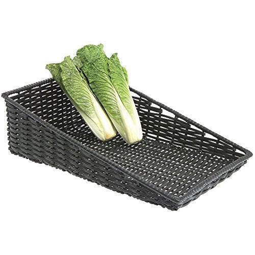 Kratos Rectangular Black Plastic Tapered Washable Produce Basket - color: Black, size: 15.5"Lx 24"D x 1.5"-7"H