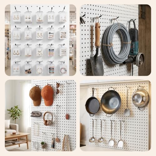 JEAWIWI 30 Pcs Metal Pegboard Hooks, 2 Inch, Fit 1/8 in Pegboard - color: Silver, size: 2in 30pcs