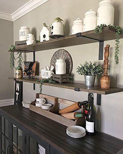 Heavy-Duty Shelf Brackets - Premium Construction Grade 1/4" (6mm) Thick Steel - Matte Black Iron Finish for Modern Farmhouse Rustic Open Shelving w/ Hardware, 4-Pack - (L Bracket w/ Lip, 7.25" x 6") - size: 7.25" x 6", style: L Bracket w/ Lip