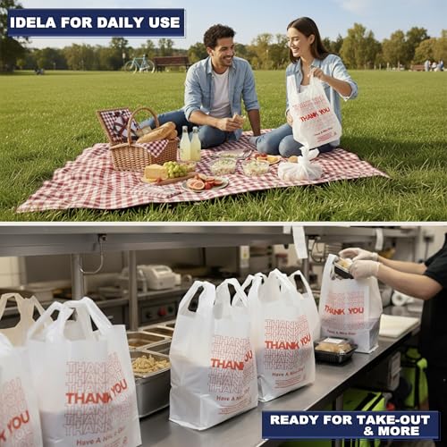 YoYoRain 200 Count White Thank You T-Shirt Bags, 11 x 6 x 21 in - color: White