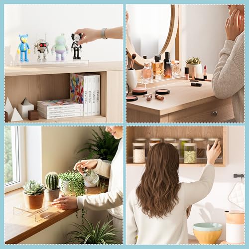 Acrylic Shelf Riser 10x3.9x1 pack of 2, Countertop Acrylic Display Storage Organizer for Shoes, Glasses, Plants, Home Decors, Perfume, Books, Dolls, 10x3.9x1 Inch - size: 10x3.9x1 Inch