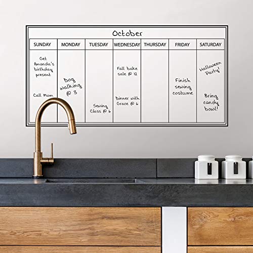 WallPops WPE98895 Whiteboard Weekly Calendar, White & Off-White