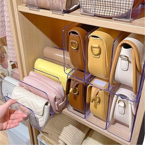 YAGELI Clear Acrylic Purse Organizer, 2-Pack, 4 Sections, 2.95" Wide Slots - size: 2Pack-4Sections-1