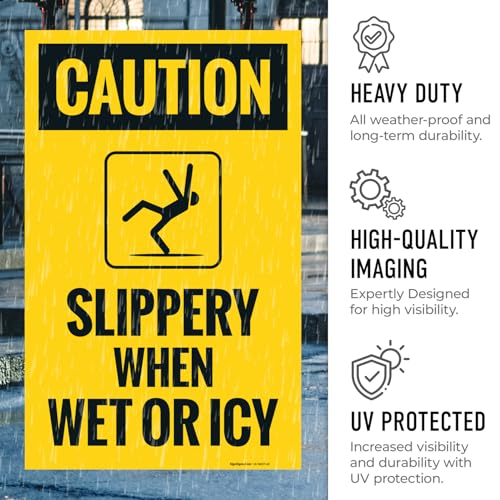 Caution Slippery When Wet Or ICY Sidewalk Sign Kit, (SI-76037) - size: 10x16 Inches, style: 2 Pack - Replacement Panels