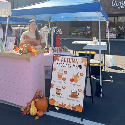 A-Frame Sidewalk Sign 22x28 Inch, Heavy Duty Double-Sided Sandwich Board Sign, Foldable Metal A Frame Sign Holder with Handle, Outdoor & Indoor Business Sign, Menu Board for Restaurants & Cafes - size: 22x28 Inch with Handle