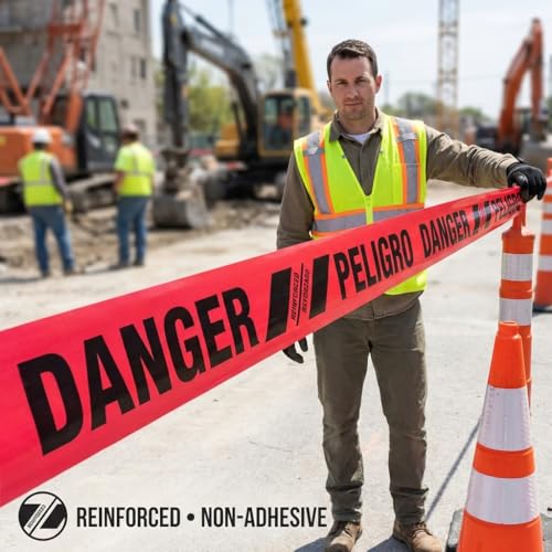 Reinforced Barricade Tape - Red Danger Tape 24 Pack - 3"x300'x5mil - size: 24 Roll Pack, style: Danger Tape - 300 Ft