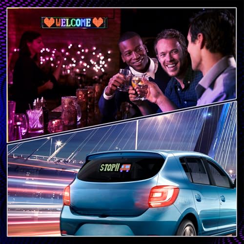 Programmable Car Sign | Message Scrolling LED Display for Indoor | Flexible Advertising Sign | Bluetooth APP | Custom Editor Animations/Text/Graffiti - size: 19"x 5"/P6 Res.