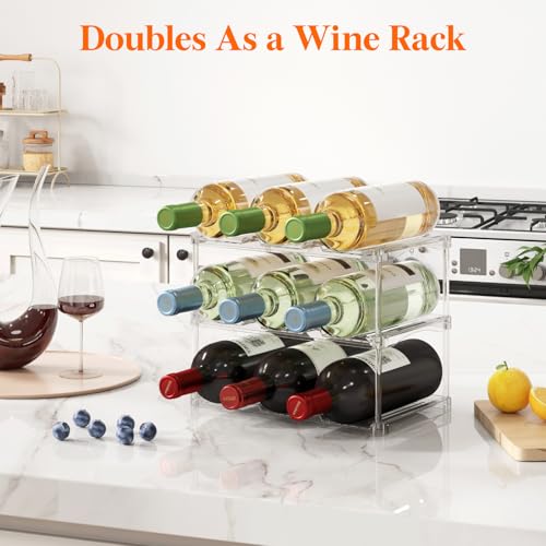 Lifewit Stackable Water Bottle Organizer, Clear Tumbler Holder for Cabinet - size: 3 Tier-9 Bottle