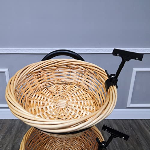 FixtureDisplays® 4 Tier Basket Stand, Sign Clips, Wicker Grocery Store Rack Display, Market Basket Rack Kitchen Toiletry Organizer 15.0" X 16.0 X 47.0" 15603
