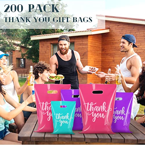 Eersida 200 Pcs Thank You Bags for Small Business, Pink, Purple, Turquoise - color: Pink, Purple, Turquoise