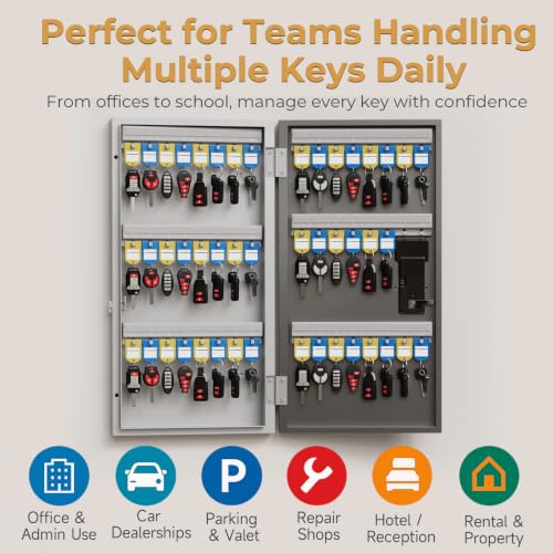 48 Key Lock Box Smart Key Organier Cabinet with Keypad & App for Office - size: 2.3inx11.3inx21.7in