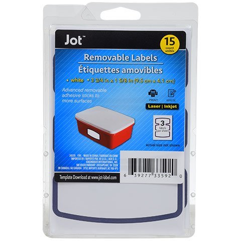 Jot Removable Labels 15 Count/3 Labels Per Sheet