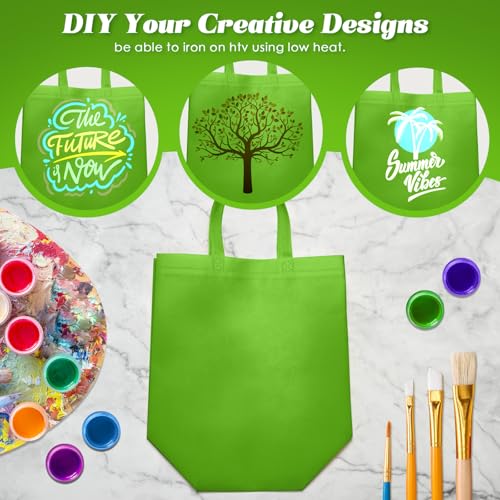 Reginary 50 Pcs Reusable Tote Bags Shopping Bags Non Woven, Green Fruit - color: Green Fruit