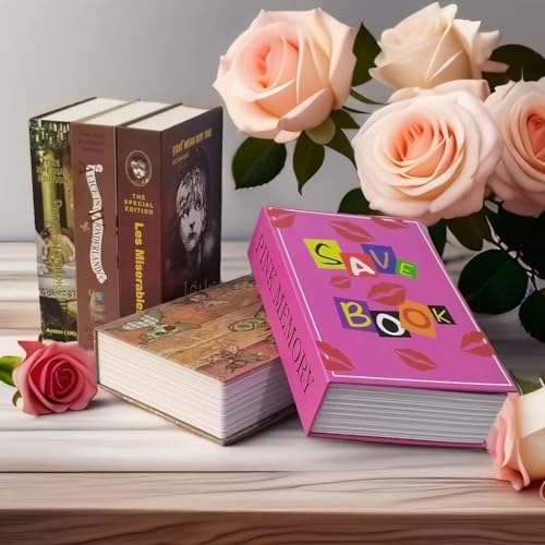 Book Safe with Key Lock - Hidden Diversion Safe for Cash & Jewelry, Anti-Theft Money Storage Box (9.5x6.2x2.2 Inch) | Hollow Book Secret Safe for Home/Office/Travel(Pink and Red lips - Key Lock) - color: Pink and Red lips - Key Lock
