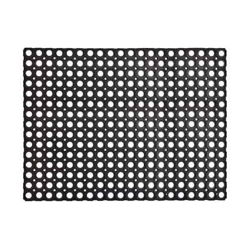 Heavy-Duty Interlocking Rubber Floor Mat, 24"x 32", Shock-Absorbing, Black - size: 24x32