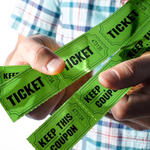 ceiba tree 1000 Raffle Tickets Double Roll Metallic Green Foil Ticket for Events Carnivals Entry Class Reward Prizes Party Supplies