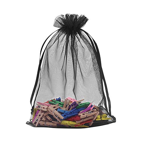 HRX Package 100pcs Mesh Organza Bags 5x7 in for Gift Giving (Black) - color: Black