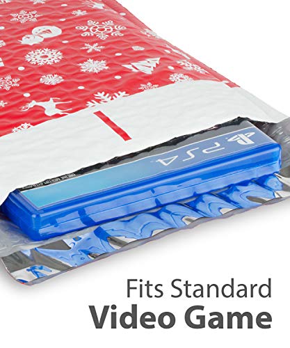 Fosmon #0 Christmas Poly Bubble Mailer 6.5 x 10 inches (25 Pack), Lightweight Water/Dust/Shock/Tear Resistant Padded Shipping Envelopes - Xmas Red White Snow - color: Christmas, size: 25 Pack