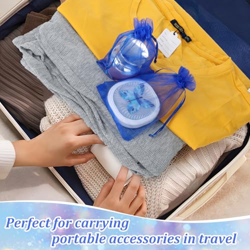 ENNIYU 100pcs Organza Bags, Royal Blue Mesh Drawstring Gift Bags, 4 x 6 inch Jewelry Pouches for Candy Wedding Favors Christmas - color: Royal blue