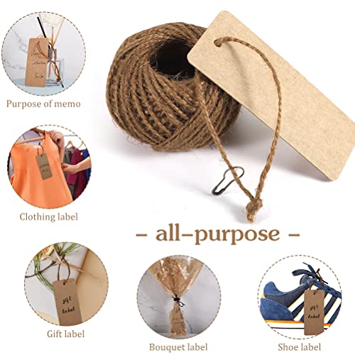 100 pcs Gift Tags with String Blank Tags with Safety Pins
