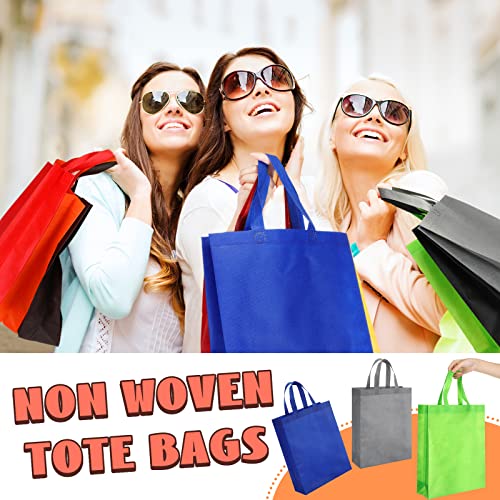 Amylove 80 Pcs Non Woven Tote Bags Bulk Large Reusable Gift Bag Reusable Grocery Bags, 15 x 11. 8 x 4 Inches - color: Multicolor