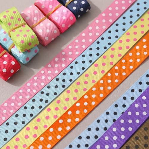 QingHan Polka Dot Grosgrain Ribbon: 7/8 inch 40 Yards (20colors x 2yards) - color: 7/8-Polka Dot