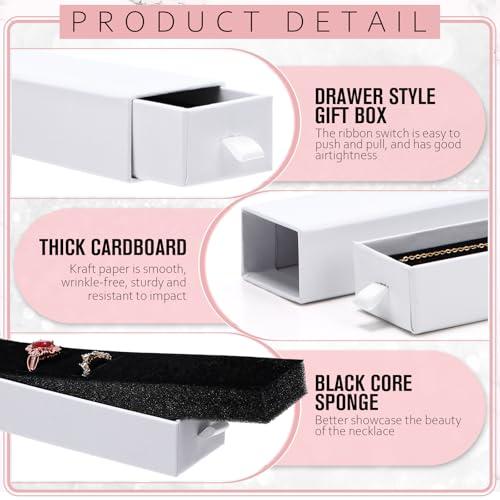 Kenning 36 Pcs Jewelry Gift Box for Necklace Bulk Sliding Drawer - color: White