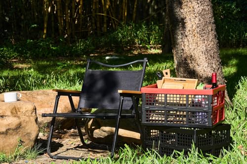 Aebeky 3-Pack Plastic Collapsible Storage Crates-30L,Foldable Plastic Crates for Storage (Black+Red) - color: Black+Red