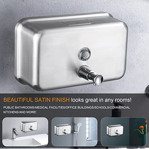 Commercial Soap Dispenser Wall Mount Stainless Steel, Horizontal - size: Horizontal