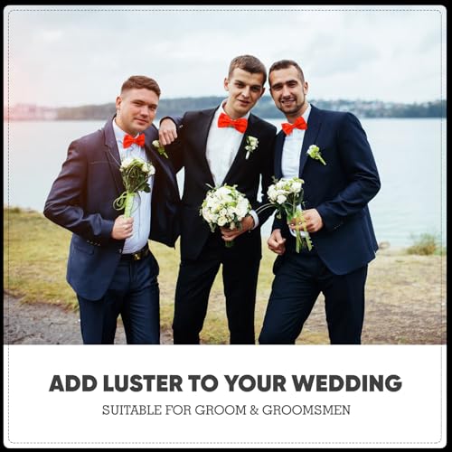 SURVODJA Men Bow Tie Adjustable Length Wedding Male Fashion Boys Satin Bowties - color: Red