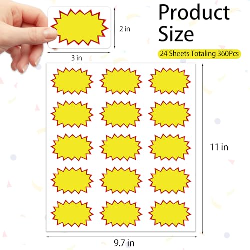 360 Pcs Multi-Use Yard Sale Stickers with Space to Write Pricing - Removable Adhesive Flea Market & Estate Sale Stickers - color: Classic Yellow