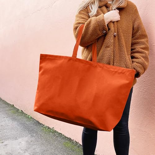 Large Canvas Tote Bag Reusable Extra Big Grocery Bags - color: Orange