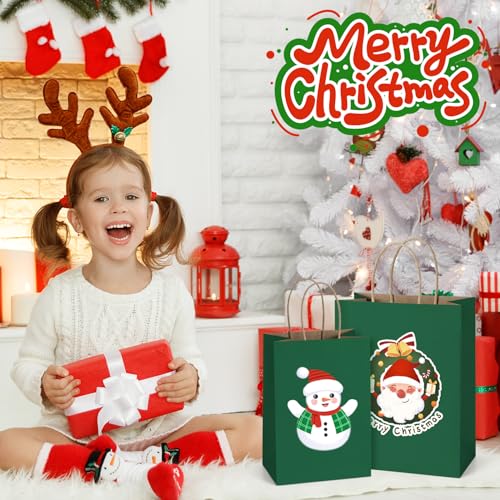 BagDream Medium Gift Bags with Handles 8x4.25x10.5 Forest Green 100Ct Bulk - color: Forest Green