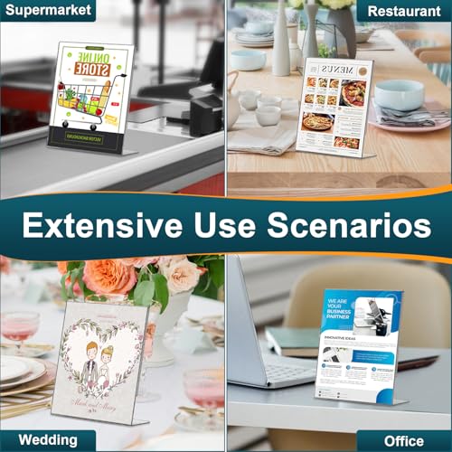 Acrylic Sign Holder 5x7 Inches, 16 Pack Clear Plastic Table Paper Display Stand, L-Shape Vertical Menu Holder Stand, Clear Picture Photo Flyer Display Stand for Restaurants, Store Show, Office Desktop - size: 16 Pack-L Shape-5X7