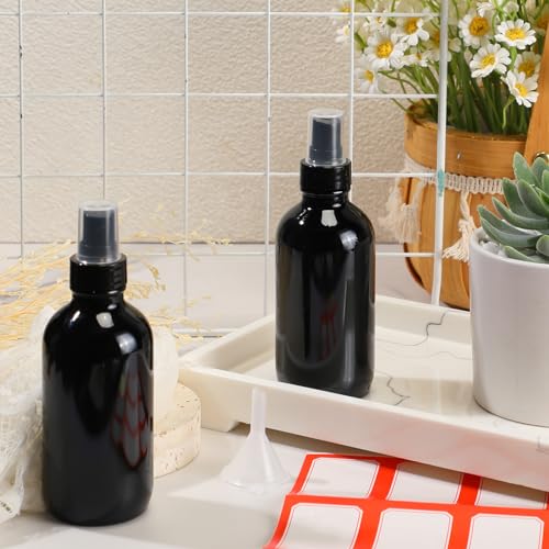 Fumete 2 Pack Glass Spray Bottles 4oz,Black, Black Top,Mist Bottle - color: Black, Black Top, style: Mist Bottle