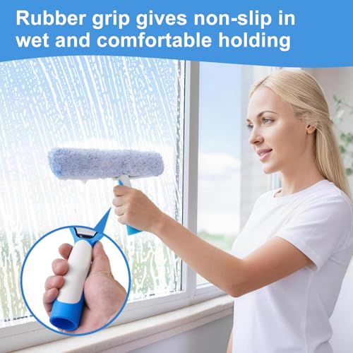 Mitclear Window Cleaning Kit 14IN Squeegee & Scrubber for Shower Glass Car - size: 14 IN