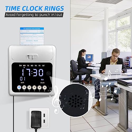 TooCust Time Clock with Passcode, Auto-Align Time Clocks for Small Business, Time Clock Punch Machine with 50-Piece Time Cards, and One Ink Ribbon Cartridge