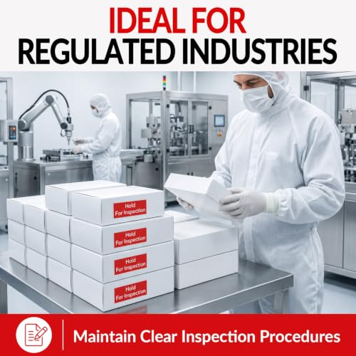 500 Hold for Inspection Label 2x4'' Red Inventory Sticker